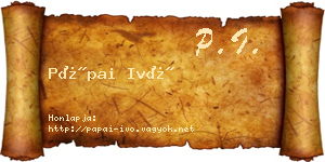 Pápai Ivó névjegykártya